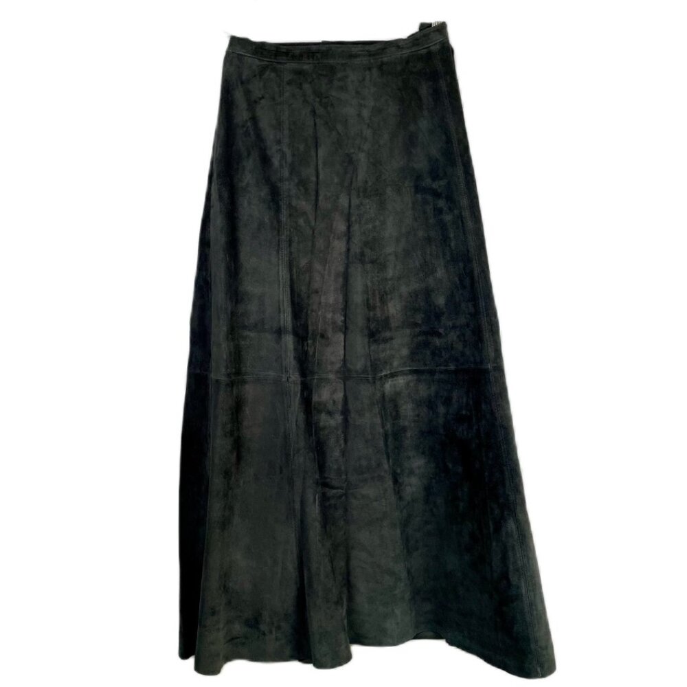 CHICOS Black Suede Leather A-Line Skirt - Size 2 (L/12)